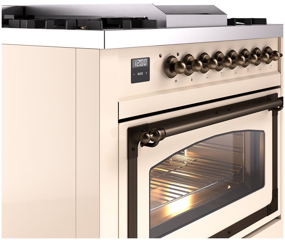 Ilve UN36FNMPAWB Antique White With Bronze Knobs, Natural Gas