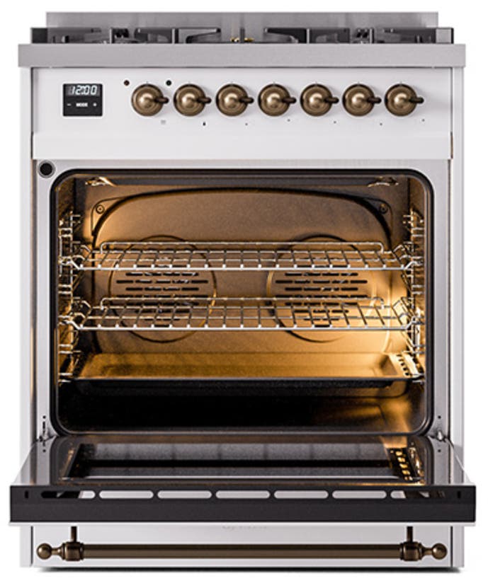 Ilve UN30QNMPWHB White With Bronze Knobs, Natural Gas