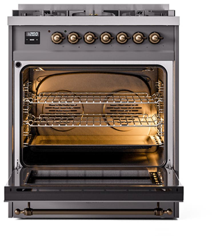 Ilve UN30QNMPMGB Graphite Matte With Bronze Knobs, Natural Gas