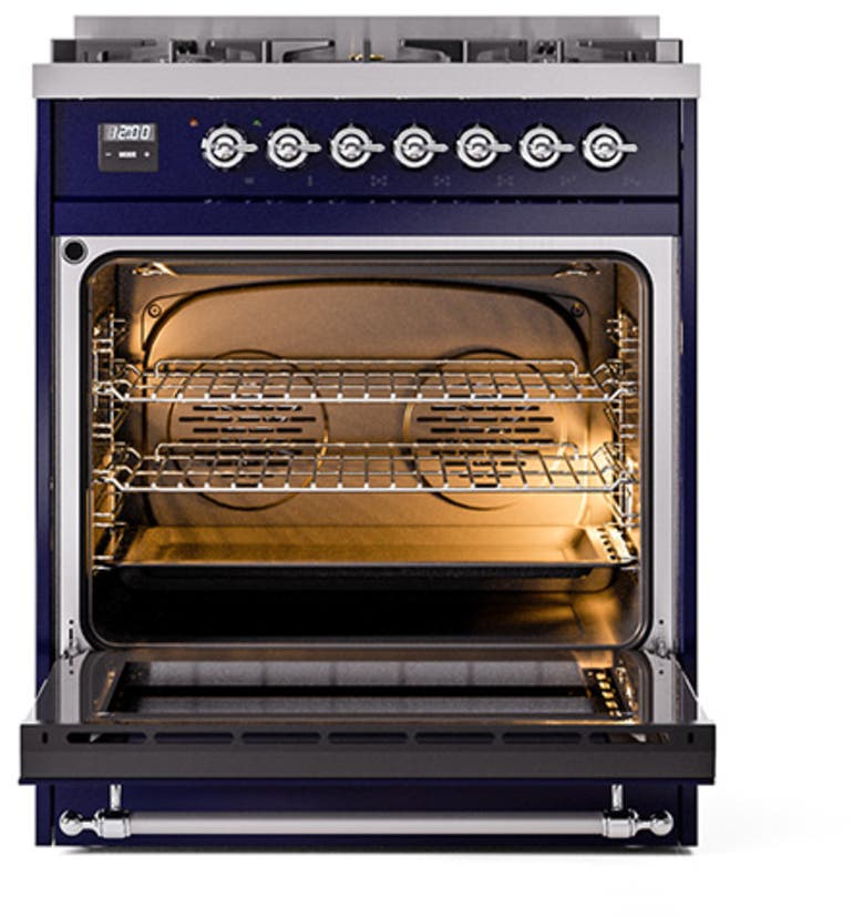 Ilve UN30QNMPMBC Midnight Blue With Chrome Knobs, Natural Gas