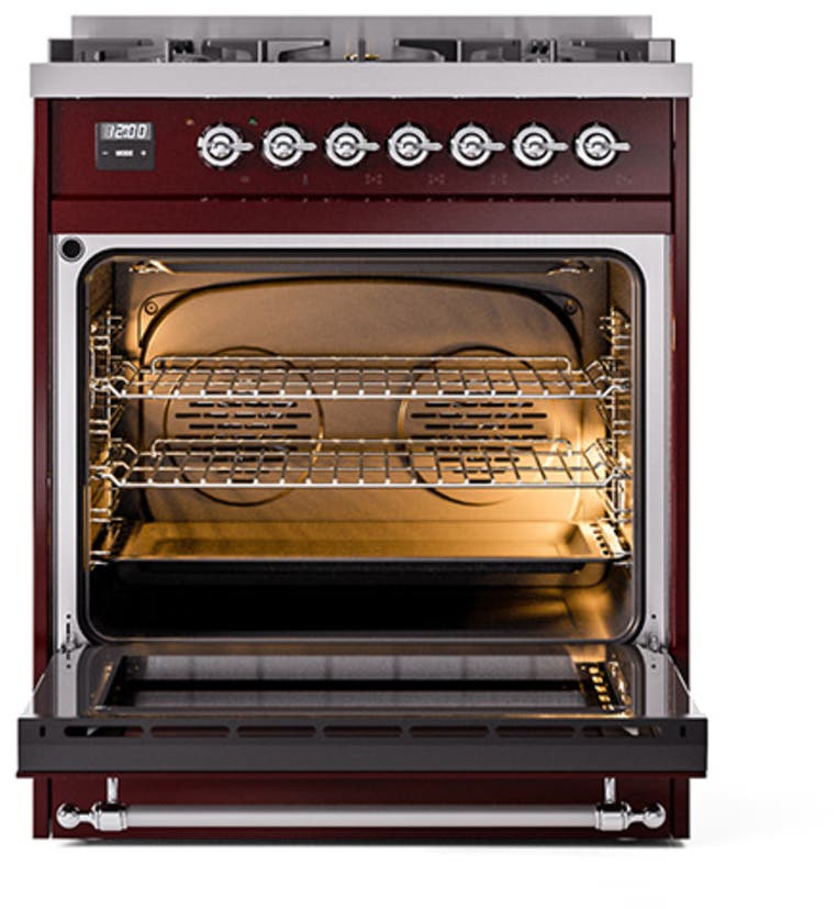 Ilve UN30QNMPBUC Burgundy With Chrome Knobs, Natural Gas