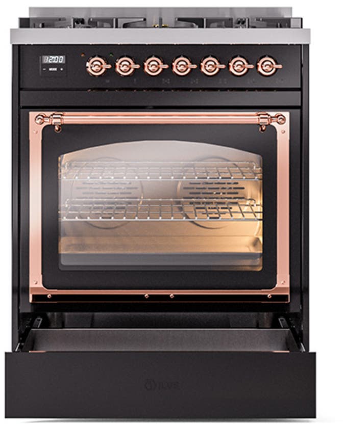 Ilve UN30QNMPBKP Glossy Black With Copper Knobs, Natural Gas