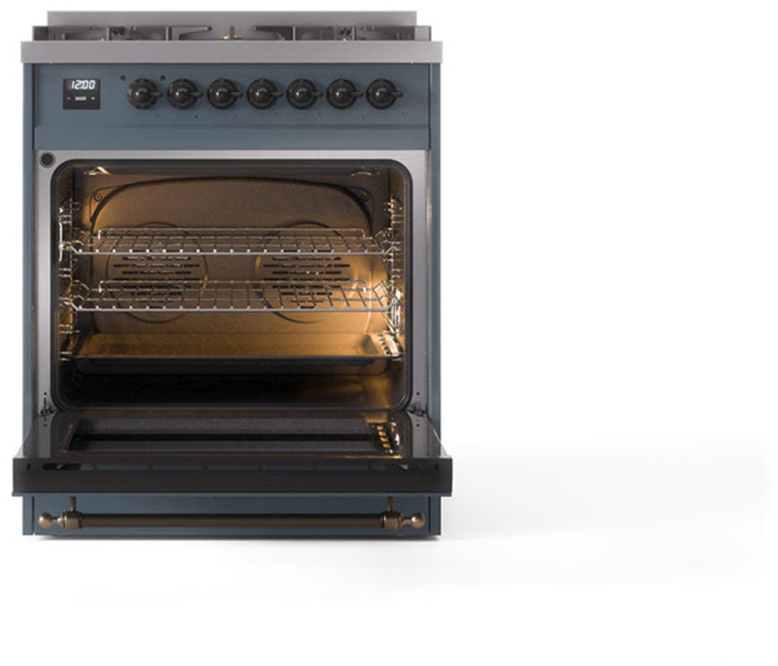 Ilve UN30QNMPBGBLP Blue Grey With Bronze Knobs, Liquid Propane