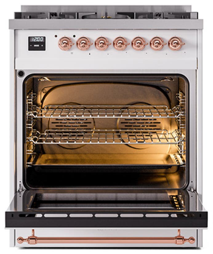 Ilve UN30NMPWHPLP White With Copper Knobs, Liquid Propane