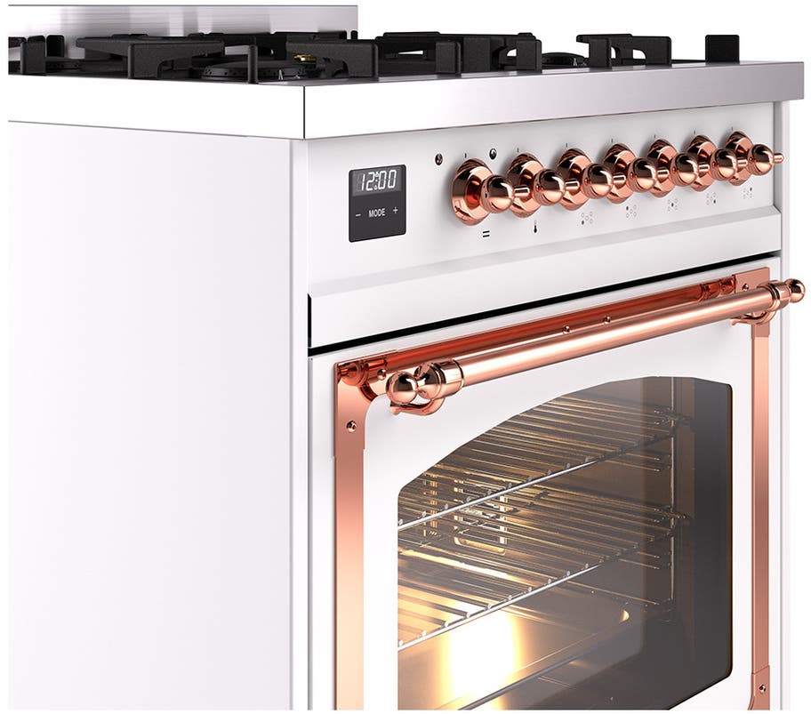 Ilve UN30NMPWHPLP White With Copper Knobs, Liquid Propane