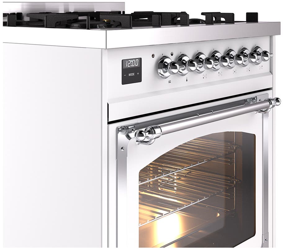 Ilve UN30NMPWHCLP White With Chrome Knobs, Liquid Propane