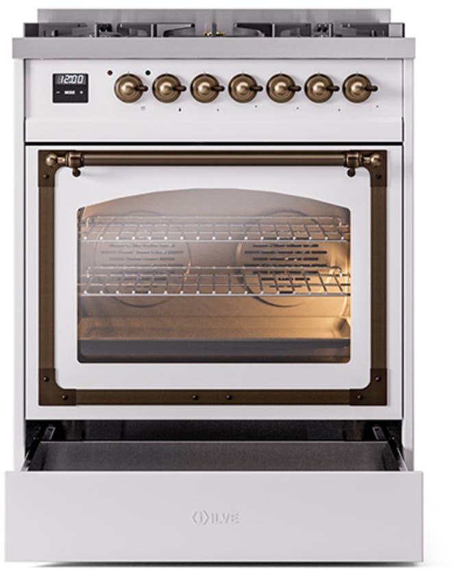 Ilve UN30NMPWHBLP White With Bronze Knobs, Liquid Propane