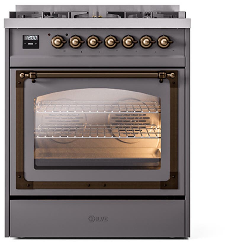 Ilve UN30NMPMGBLP Graphite Matte With Bronze Knobs, Liquid Propane