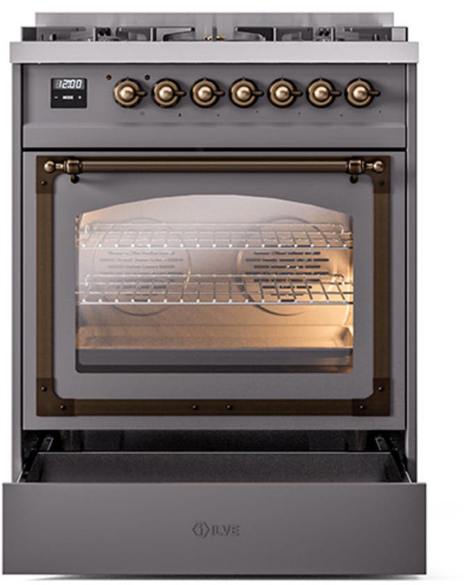 Ilve UN30NMPMGB Graphite Matte With Bronze Knobs, Natural Gas