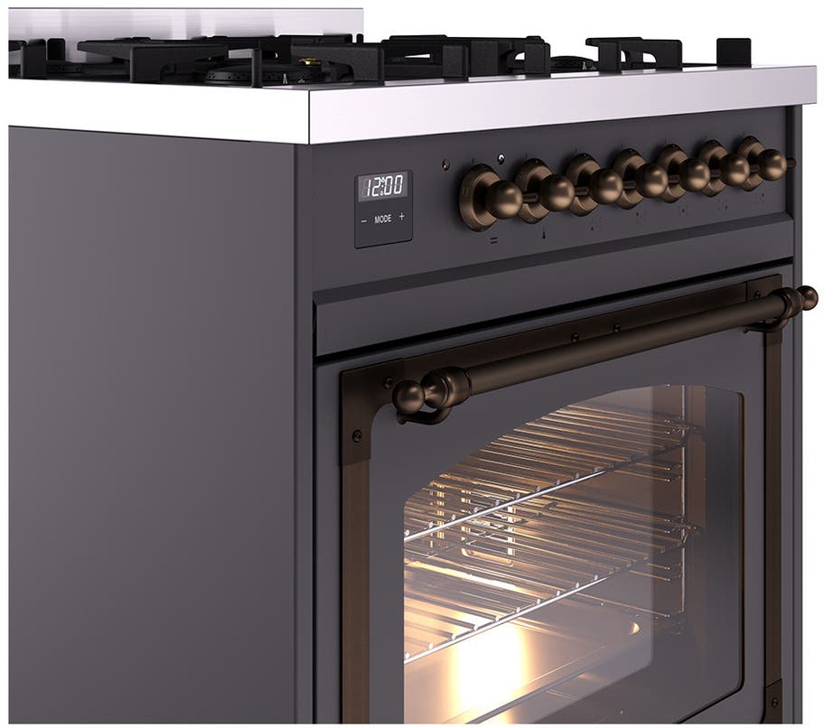 Ilve UN30NMPMGB Graphite Matte With Bronze Knobs, Natural Gas