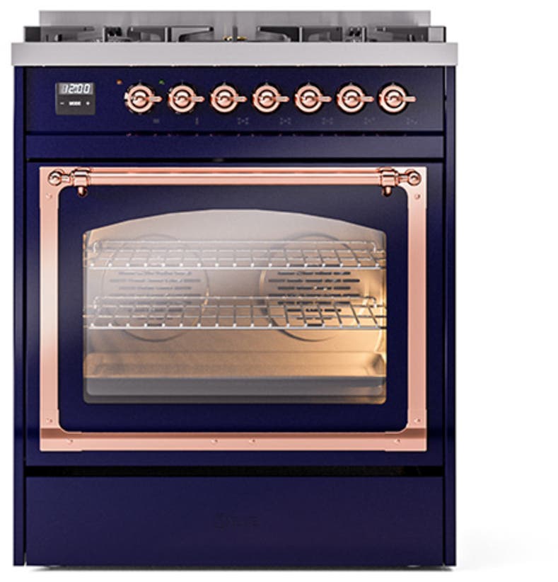 Ilve UN30NMPMBPLP Midnight Blue With Copper Knobs, Liquid Propane