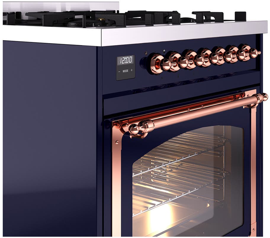 Ilve UN30NMPMBPLP Midnight Blue With Copper Knobs, Liquid Propane