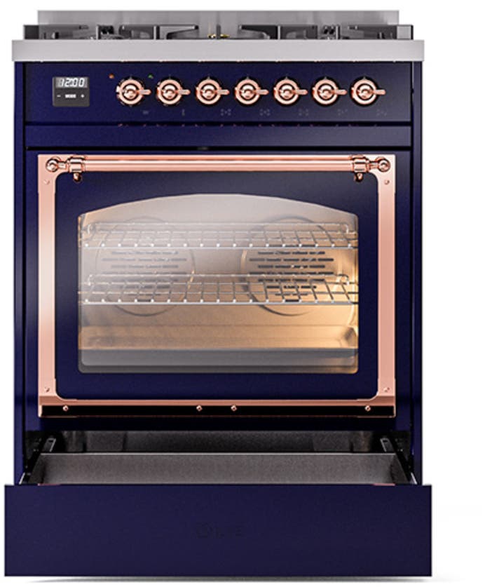 Ilve UN30NMPMBP Midnight Blue With Copper Knobs, Natural Gas