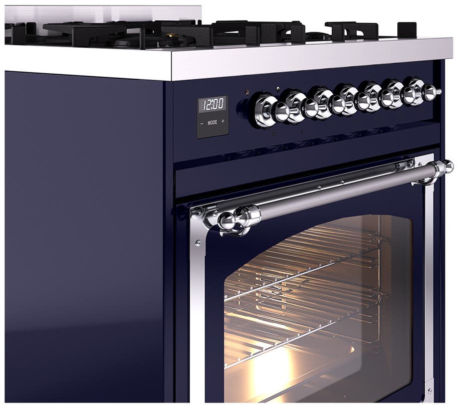 Ilve UN30NMPMBC Midnight Blue With Chrome Knobs, Natural Gas