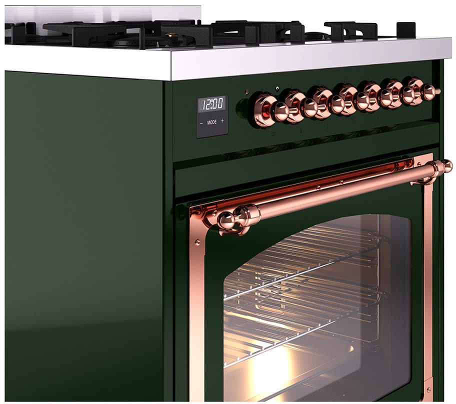Ilve UN30NMPEGPLP Emerald Green With Copper Knobs, Liquid Propane