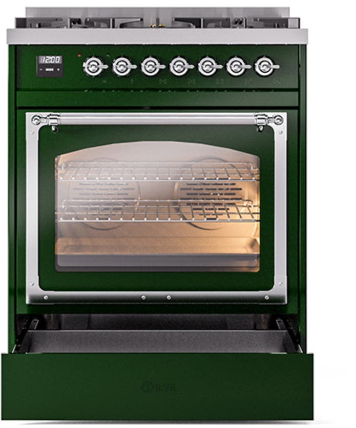 Ilve UN30NMPEGCLP Emerald Green With Chrome Knobs, Liquid Propane