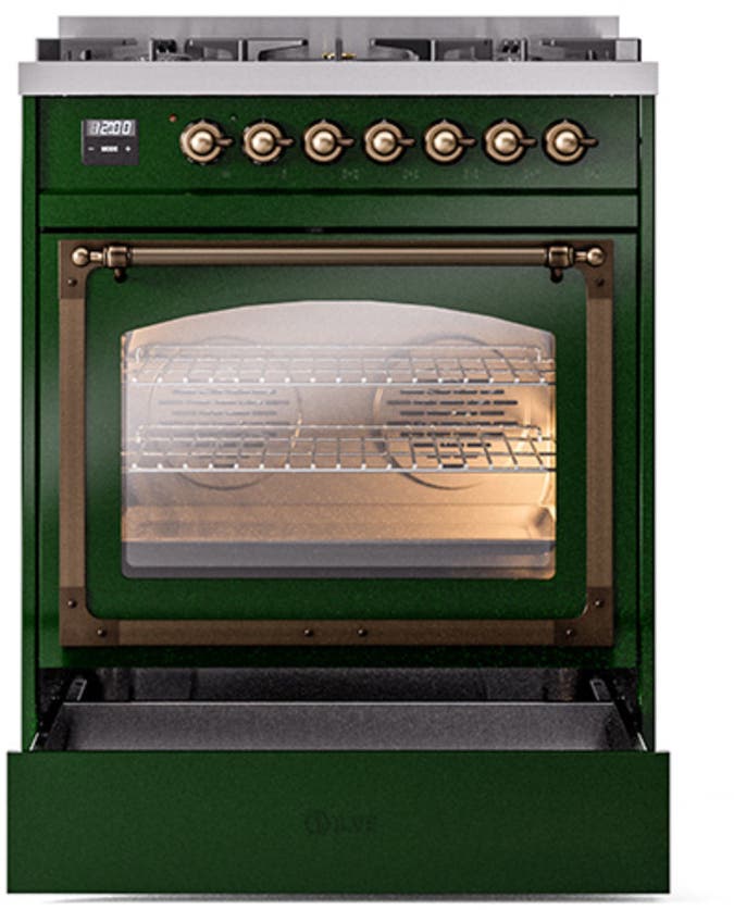 Ilve UN30NMPEGBLP Emerald Green With Bronze Knobs, Liquid Propane