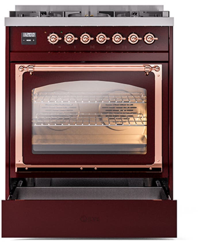 Ilve UN30NMPBUP Burgundy With Copper Knobs, Natural Gas