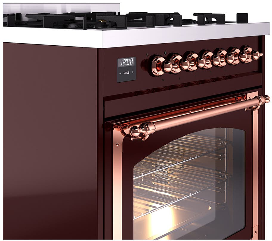 Ilve UN30NMPBUP Burgundy With Copper Knobs, Natural Gas