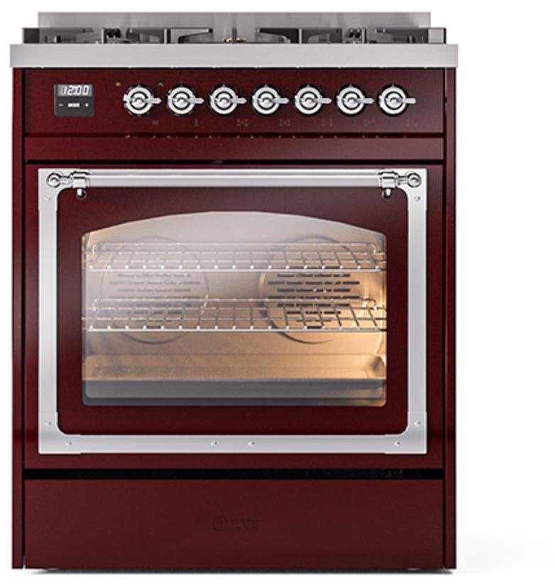 Ilve UN30NMPBUCLP Burgundy With Chrome Knobs, Liquid Propane