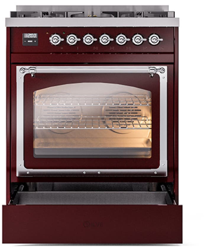 Ilve UN30NMPBUCLP Burgundy With Chrome Knobs, Liquid Propane