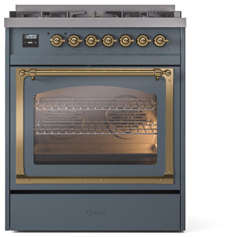 Ilve UN30NMPBGG Blue Grey With Brass Knobs, Natural Gas