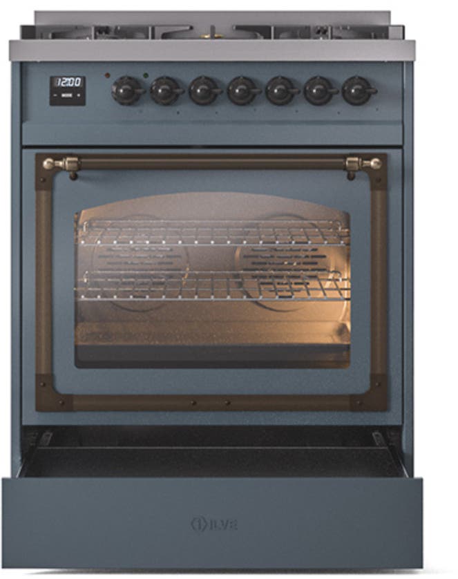 Ilve UN30NMPBGBLP Blue Grey With Bronze Knobs, Liquid Propane