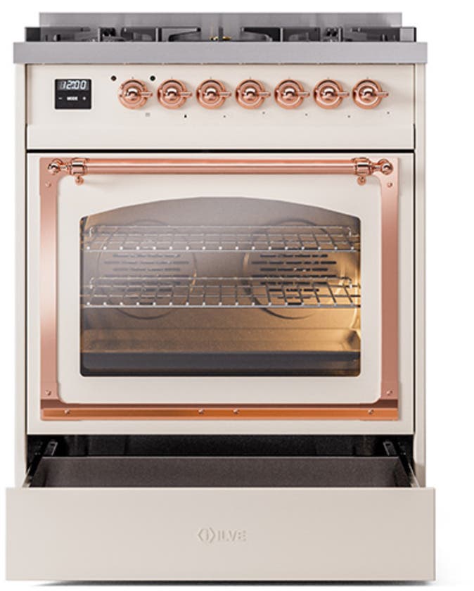 Ilve UN30NMPAWP Antique White With Copper Knobs, Natural Gas
