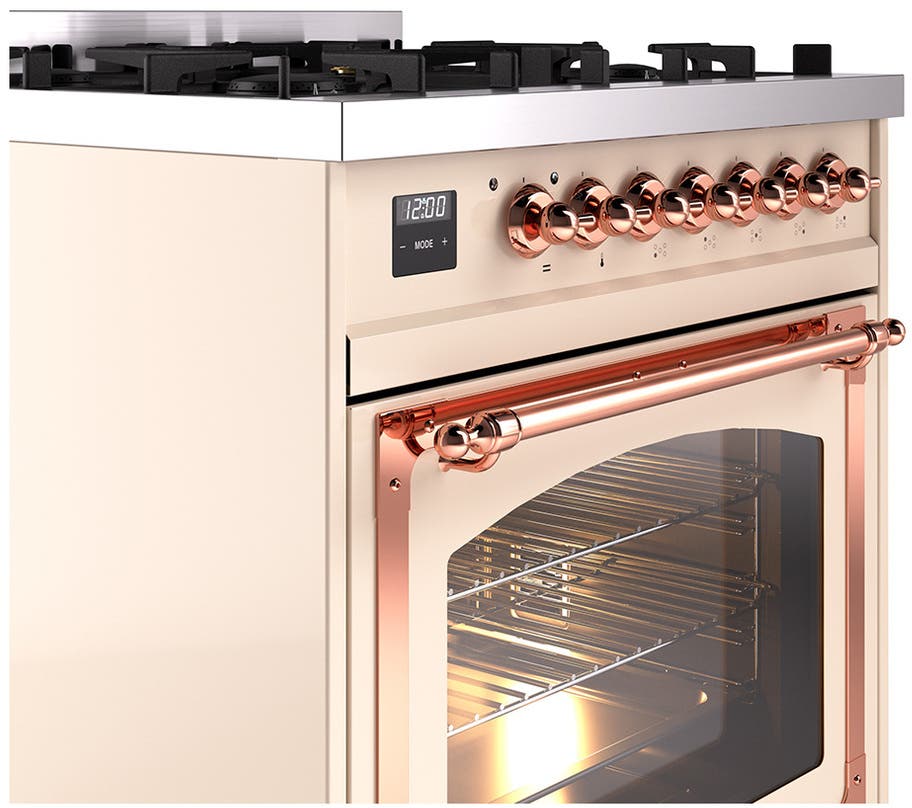 Ilve UN30NMPAWP Antique White With Copper Knobs, Natural Gas