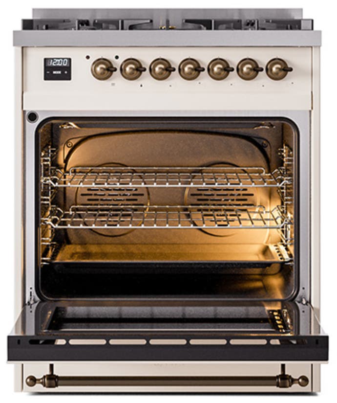 Ilve UN30NMPAWBLP Antique White With Bronze Knobs, Liquid Propane