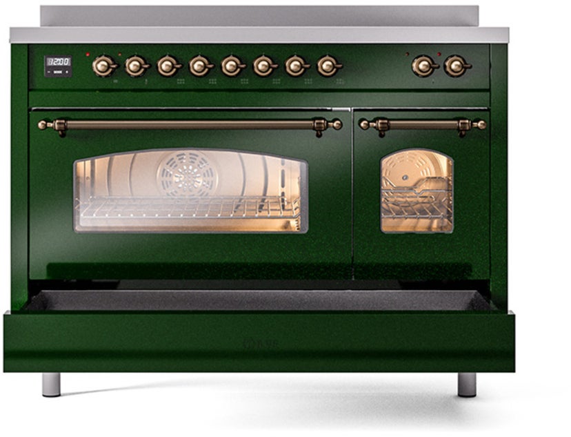 Ilve UPI486NMPEGB 48 inch All Electric Range: Emerald Green Burnt