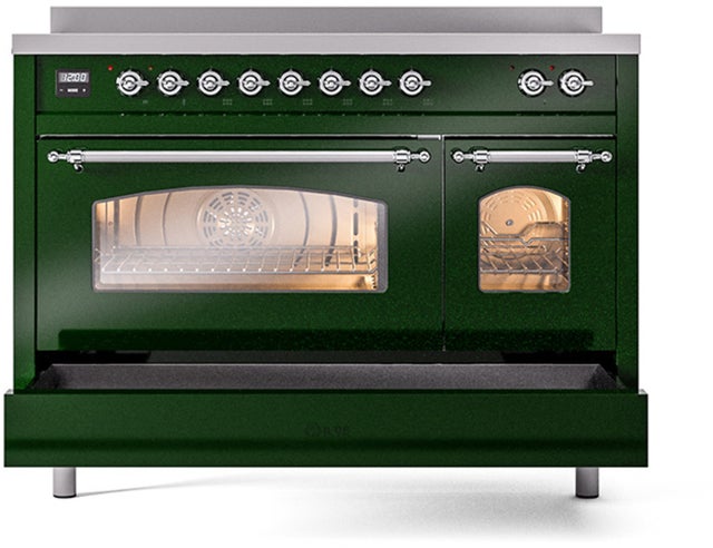 Ilve UPI486NMPEGC 48 inch All Electric Range: Emerald Green Chrom