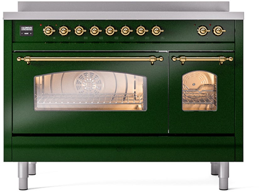 Ilve UPI486NMPEGG 48 inch All Electric Range: Emerald Green Brass