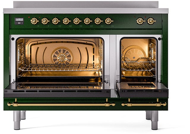 Ilve UPI486NMPEGG 48 inch All Electric Range: Emerald Green Brass