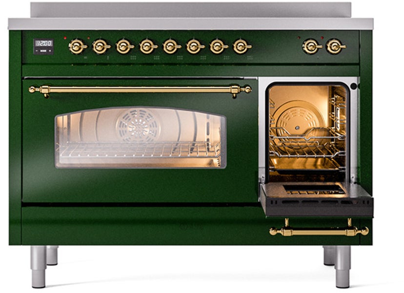 Ilve UPI486NMPEGG 48 inch All Electric Range: Emerald Green Brass