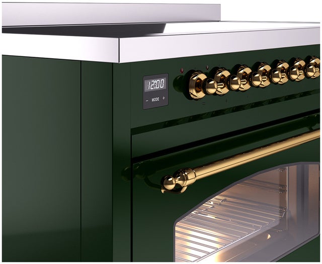 Ilve UPI486NMPEGG 48 inch All Electric Range: Emerald Green Brass