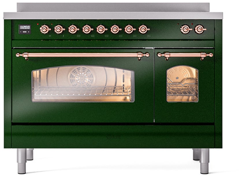 Ilve UPI486NMPEGP 48 inch All Electric Range: Emerald Green Copper