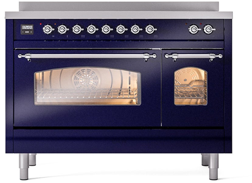 Ilve UPI486NMPMBC 48 inch All Electric Range: Midnight Blue Chrome