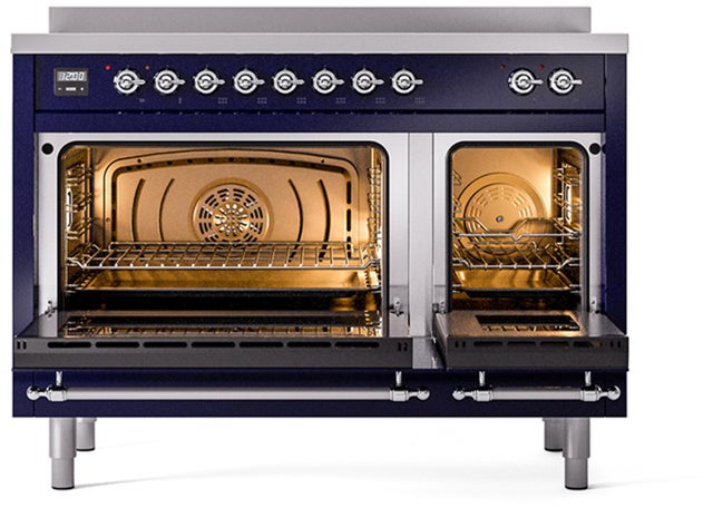 Ilve UPI486NMPMBC 48 inch All Electric Range: Midnight Blue Chrome