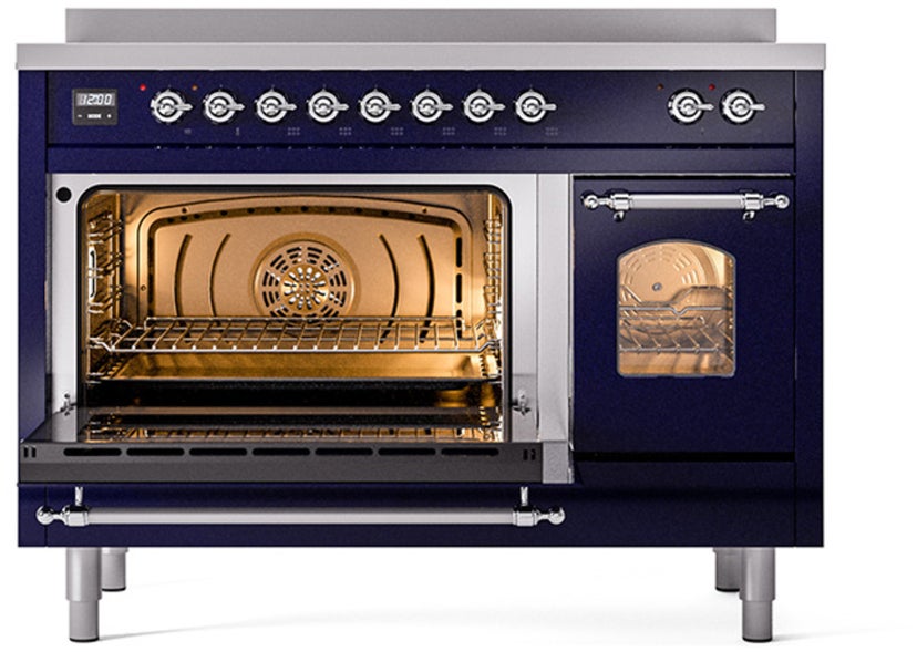 Ilve UPI486NMPMBC 48 inch All Electric Range: Midnight Blue Chrome