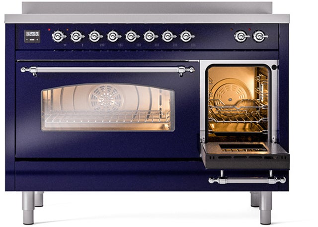 Ilve UPI486NMPMBC 48 inch All Electric Range: Midnight Blue Chrome