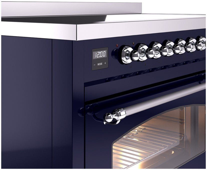 Ilve UPI486NMPMBC 48 inch All Electric Range: Midnight Blue Chrome