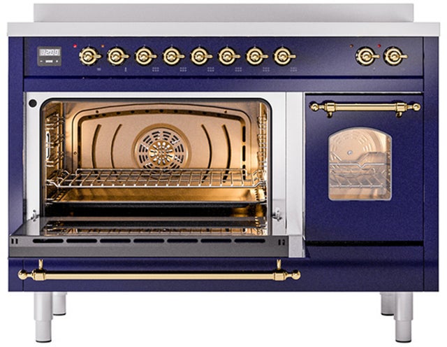 Ilve UPI486NMPMBG 48 inch All Electric Range: Midnight Blue Brass