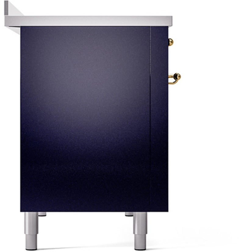 Ilve UPI486NMPMBG 48 inch All Electric Range: Midnight Blue Brass