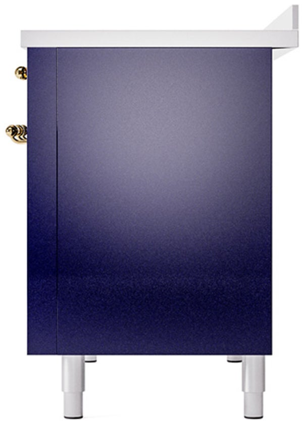 Ilve UPI486NMPMBG 48 inch All Electric Range: Midnight Blue Brass