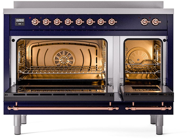 Ilve UPI486NMPMBP 48 inch All Electric Range: Midnight Blue Copper