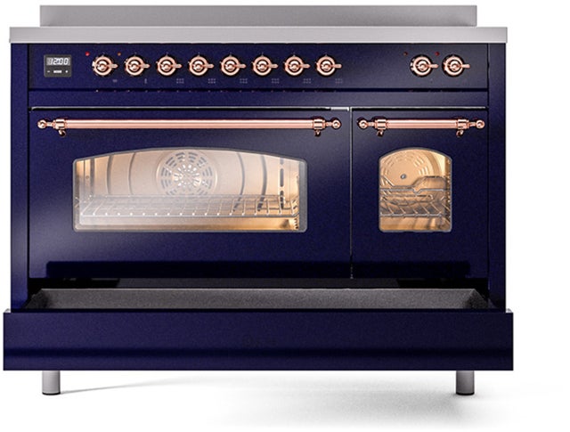 Ilve UPI486NMPMBP 48 inch All Electric Range: Midnight Blue Copper