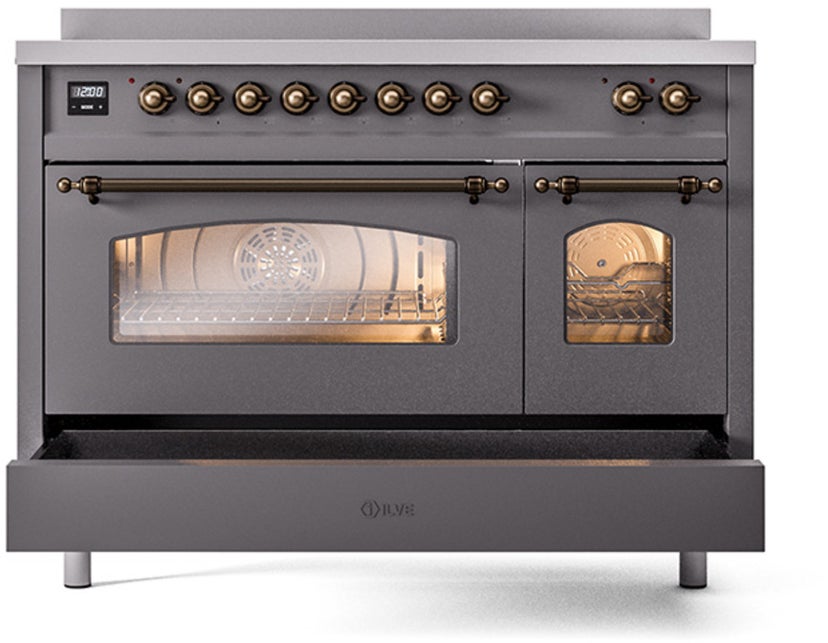 Ilve UPI486NMPMGB 48 inch All Electric Range: Matte Burnt