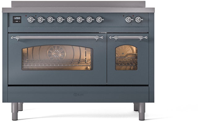 Ilve UPI486NMPBGC 48 inch All Electric Range: Blue Grey Chrome