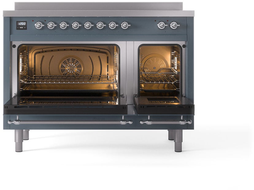 Ilve UPI486NMPBGC 48 inch All Electric Range: Blue Grey Chrome